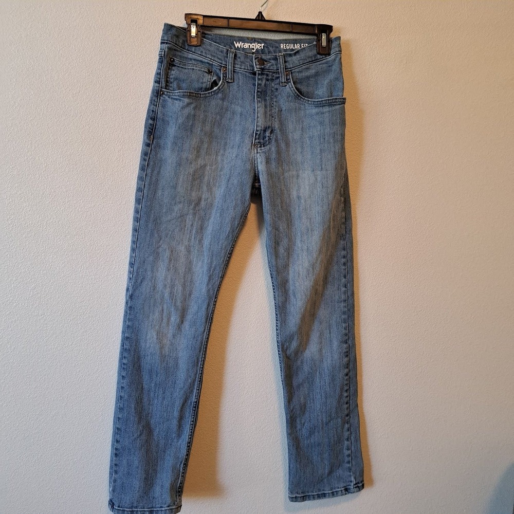 Wrangler Mens Regular Fit Straight Leg Jeans Light Wash 30x30